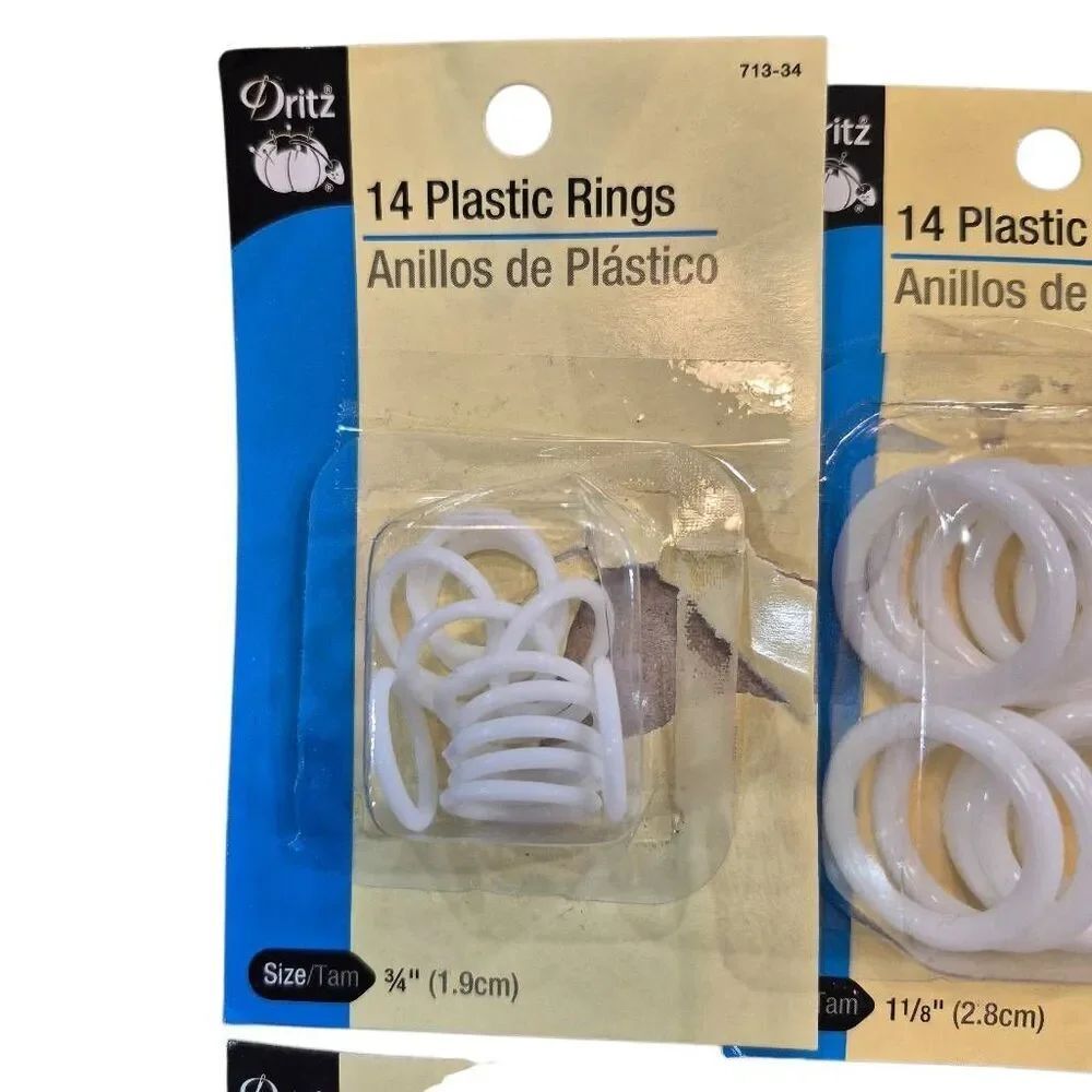 Dritz Plastic Drapery Rings Set & Loose Metallic Craft Rings Bundle - Picture 4 of 5